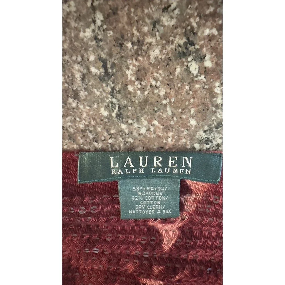 Rare Lauren Ralph Lauren Burgundy Burnout rayo Blend Fringed Shawl Scarf 80